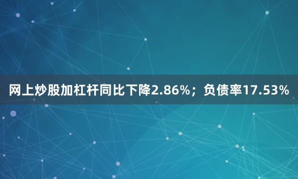 网上炒股加杠杆同比下降2.86%；负债率17.53%